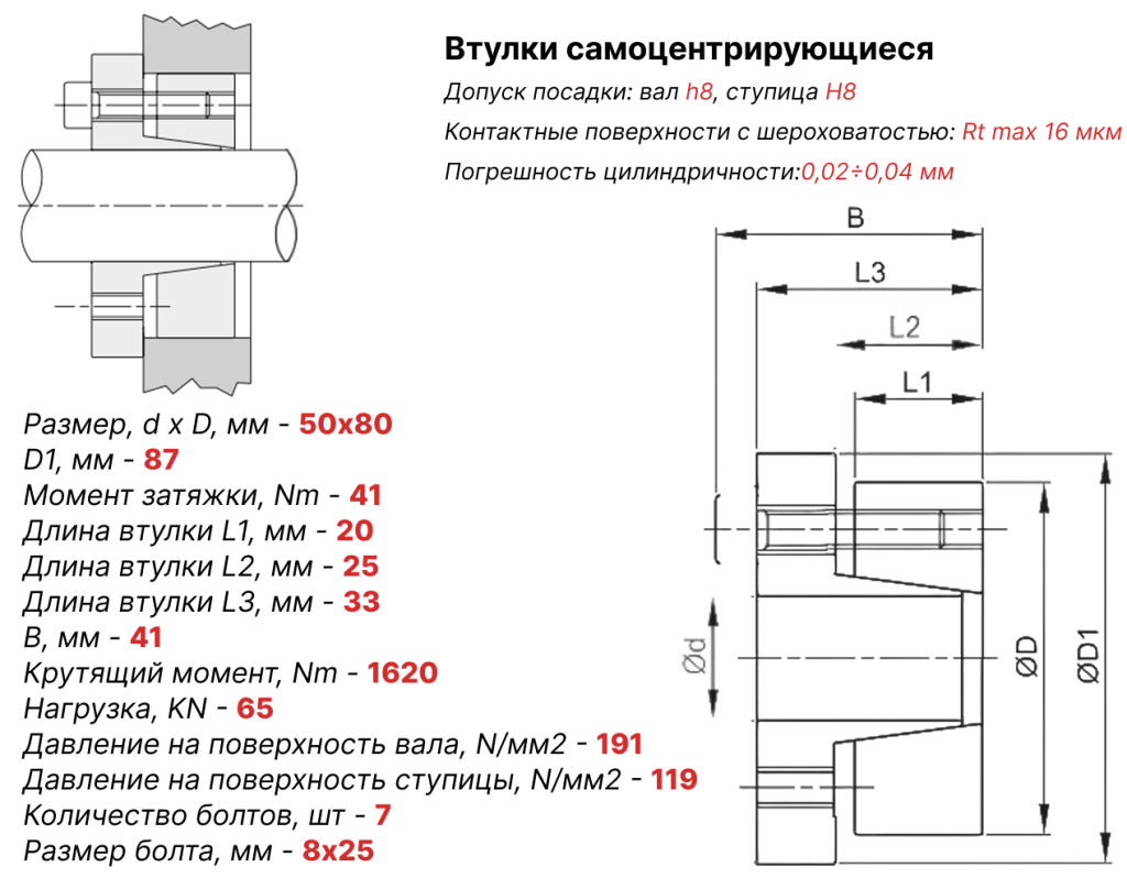 Чертеж втулка зажимная ВК15 50х80